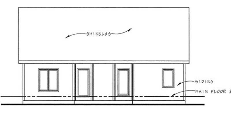 Home Plan Rear Elevation of this 3-Bedroom,1304 Sq Ft Plan -100-1000