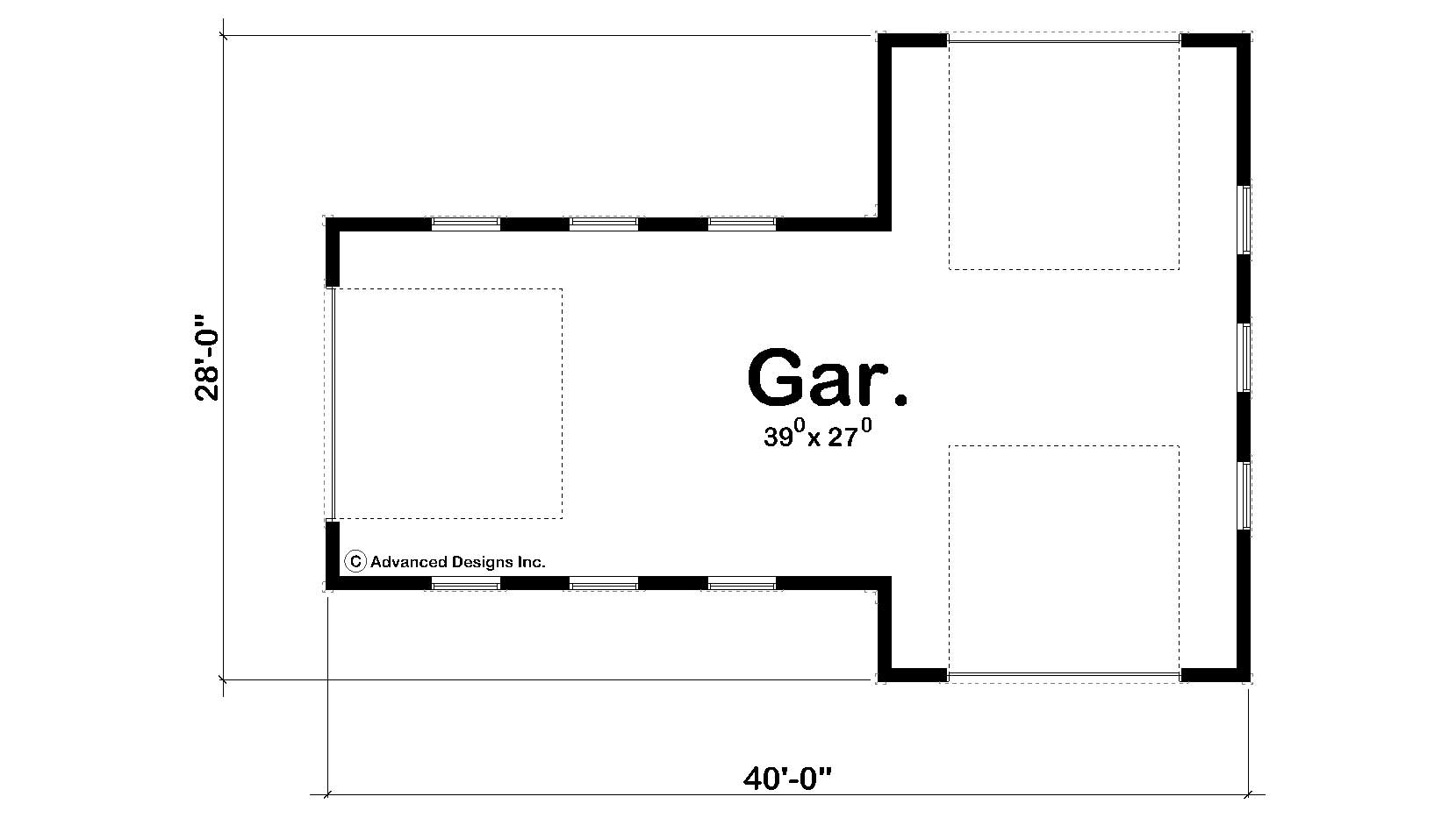 Floor Plan First Story of Garage Plan #100-1001