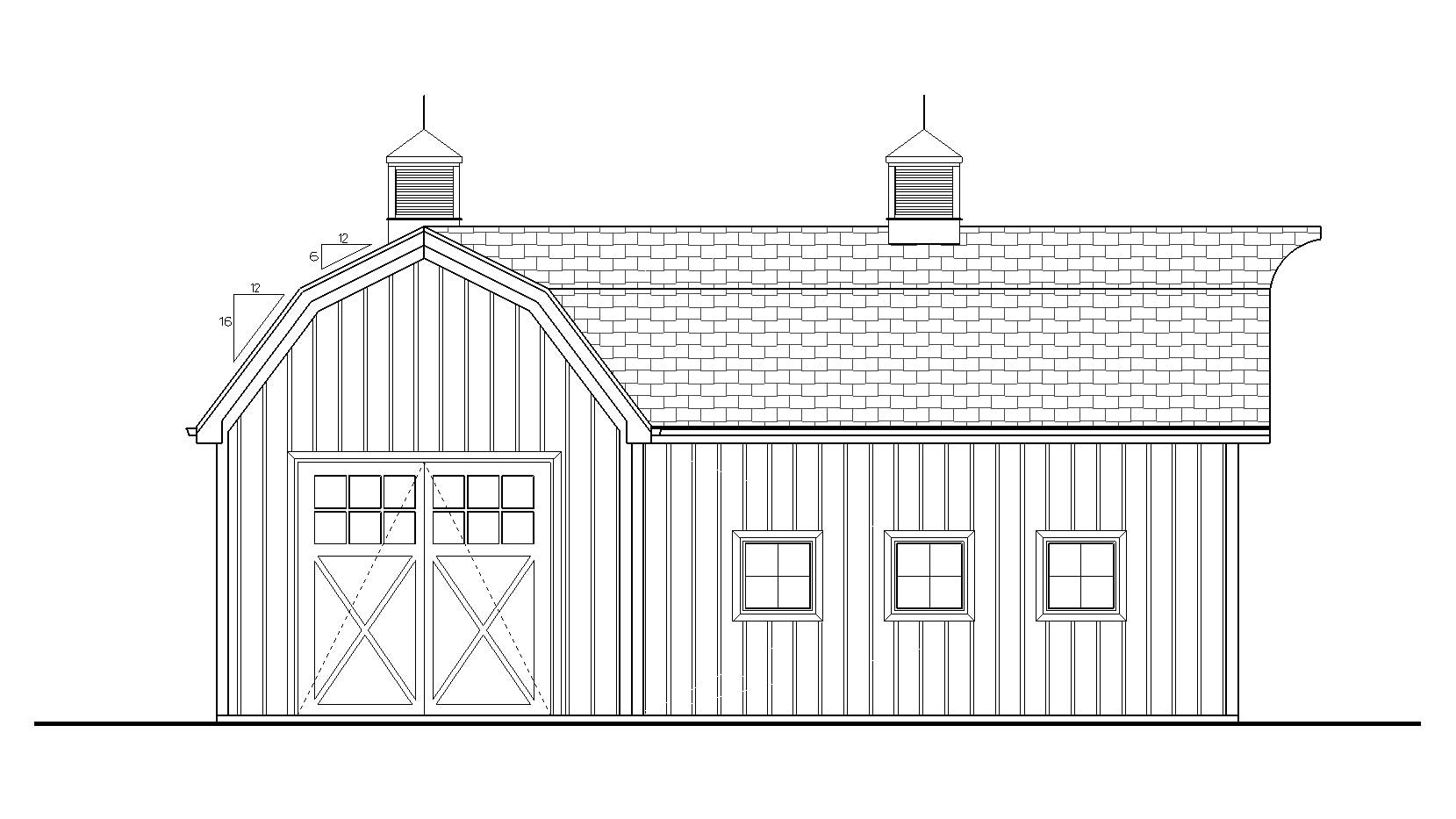 Home Plan Rear Elevation of this 0-Bedroom,832 Sq Ft Plan -100-1001