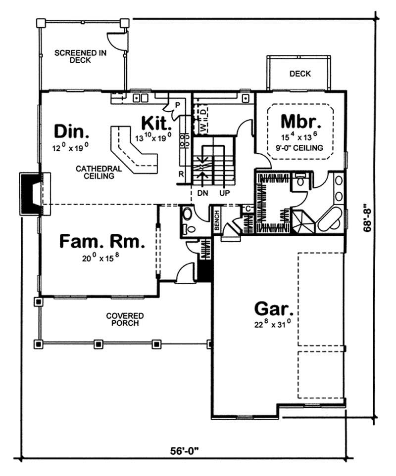 Floor Plan First Story of Cape Cod Plan #100-1003