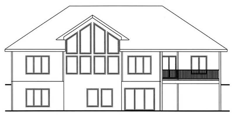 Home Plan Rear Elevation of this 2-Bedroom,1899 Sq Ft Plan -100-1004