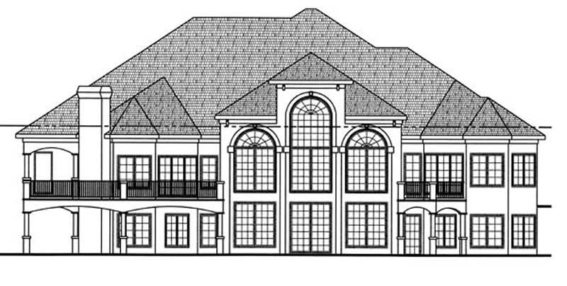 Home Plan Rear Elevation of this 3-Bedroom,3992 Sq Ft Plan -100-1005