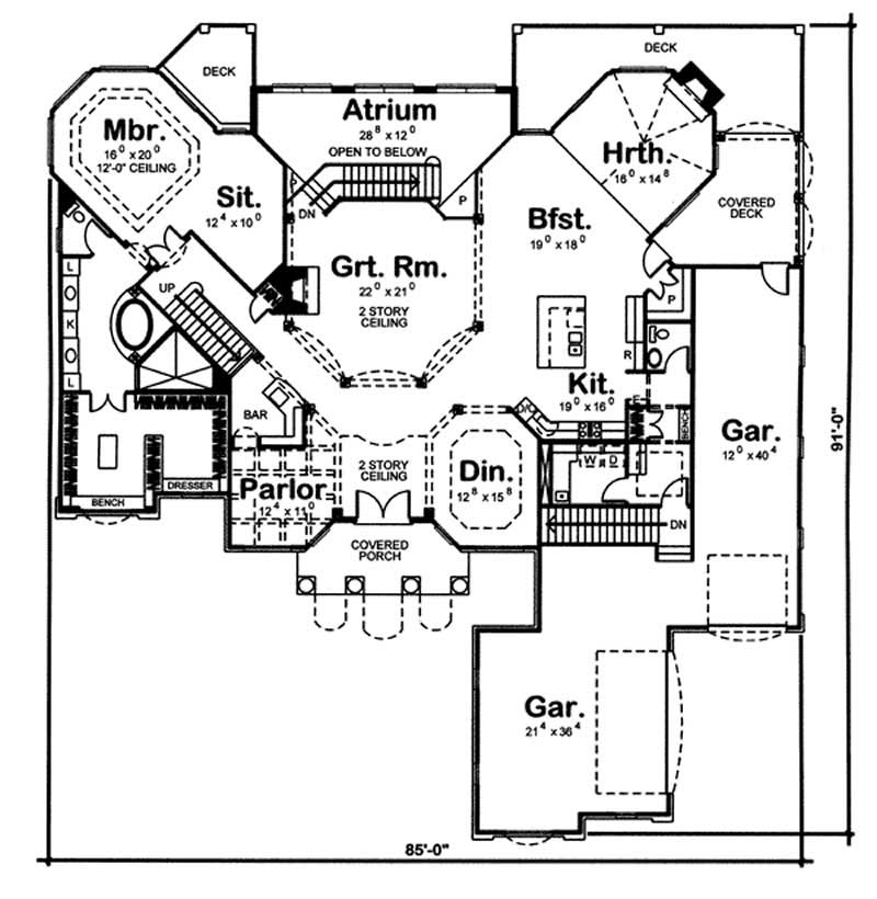Floor Plan First Story of Mediterranean Plan #100-1005