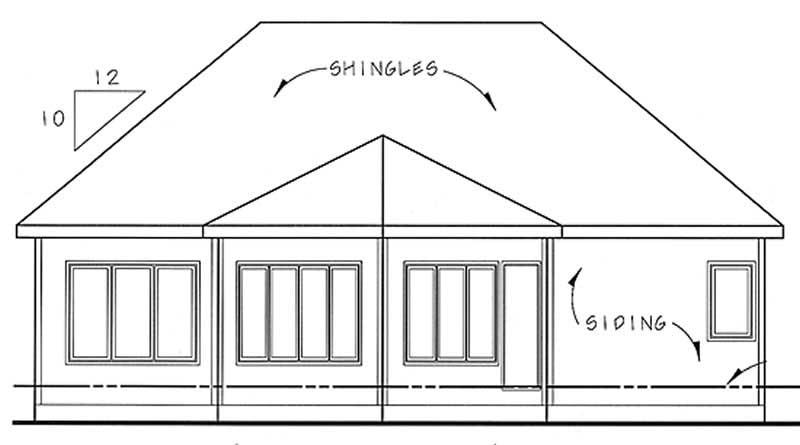 Home Plan Rear Elevation of this 2-Bedroom,1512 Sq Ft Plan -100-1009