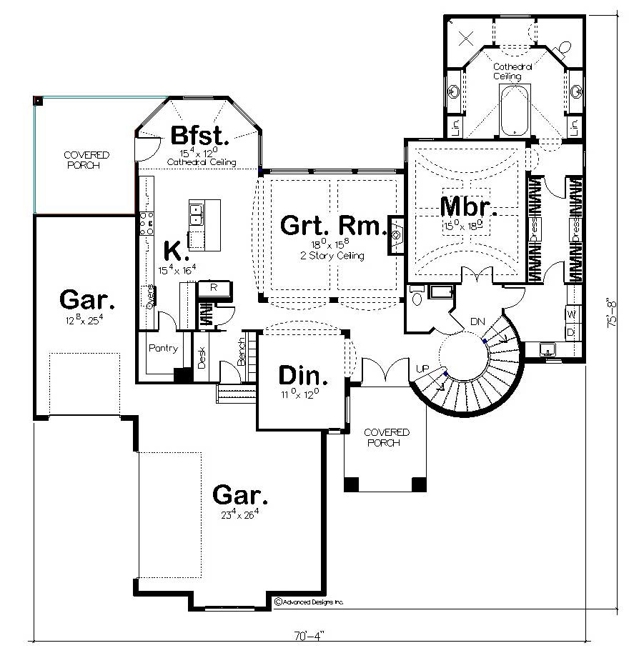 Floor Plan First Story of Luxury Plan #100-1013