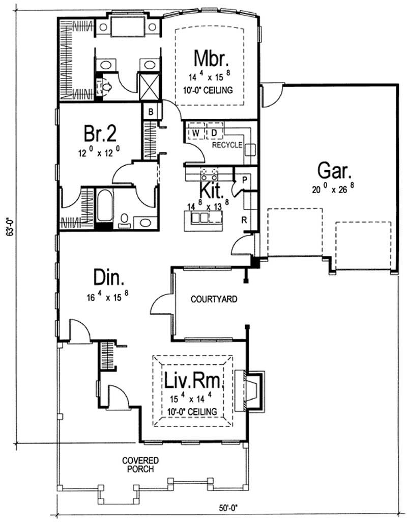 Floor Plan First Story of Mediterranean Plan #100-1014