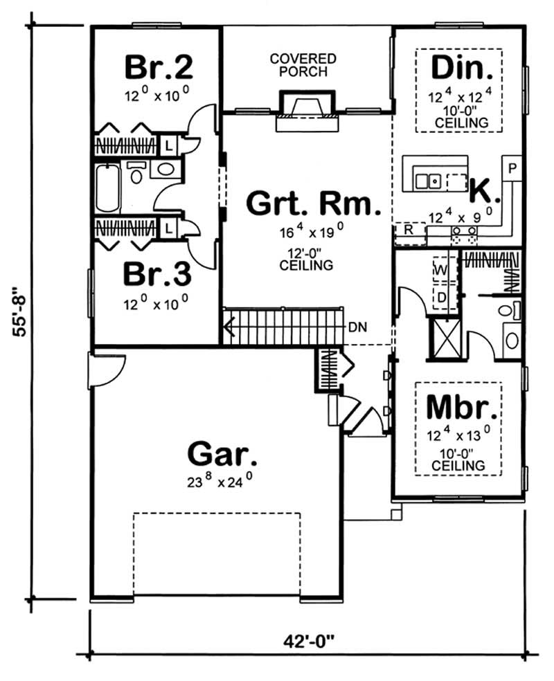 Floor Plan First Story of Small House Plans #100-1016
