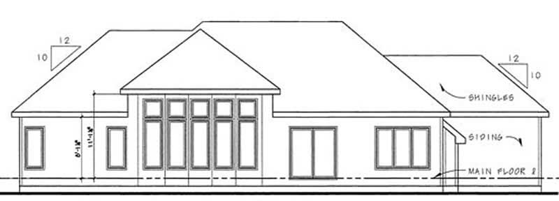 Home Plan Rear Elevation of this 3-Bedroom,1780 Sq Ft Plan -100-1018