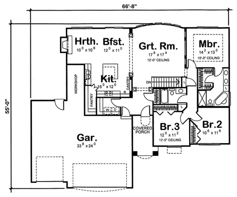 Floor Plan First Story of Small House Plans #100-1018