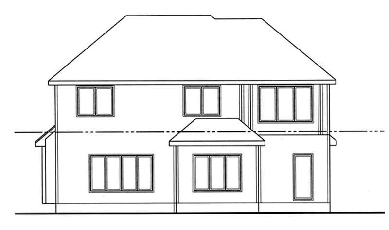Home Plan Rear Elevation of this 4-Bedroom,2333 Sq Ft Plan -100-1019