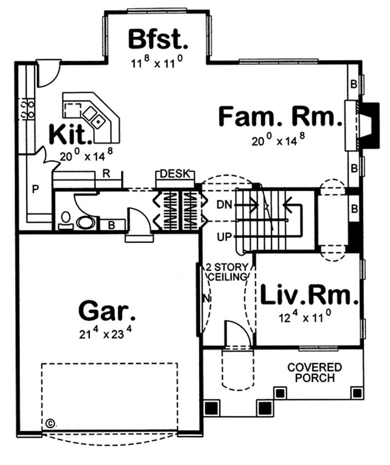 Floor Plan First Story of European Plan #100-1019