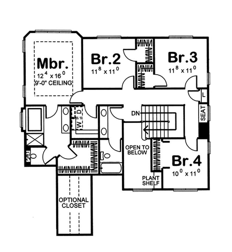 Floor Plan Second Story of European Plan #100-1019
