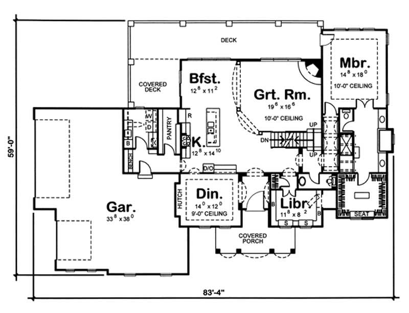 Floor Plan First Story of Mediterranean Plan #100-1020