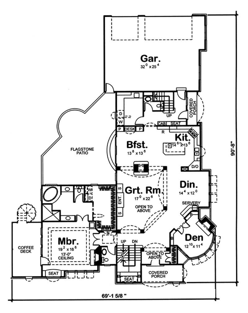 Floor Plan First Story of European Plan #100-1021