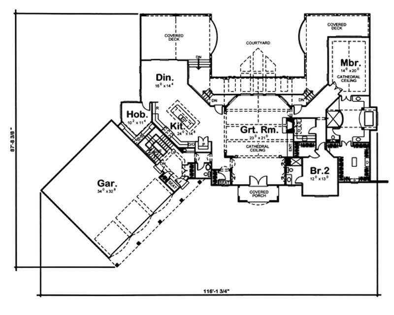 Floor Plan First Story of Country Plan #100-1022