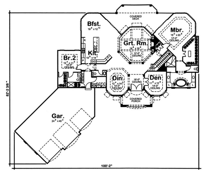 Floor Plan First Story of Mediterranean Plan #100-1023