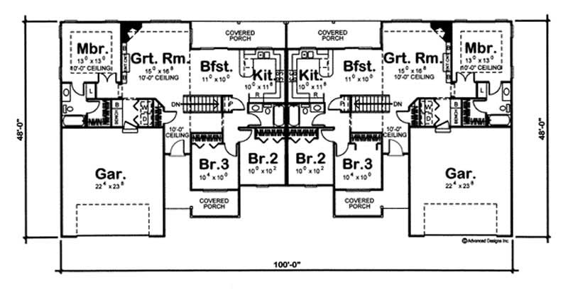 Floor Plan First Story of Multi-Unit Plan #100-1024
