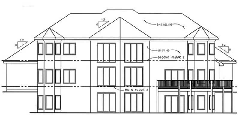 Home Plan Rear Elevation of this 4-Bedroom,4114 Sq Ft Plan -100-1026