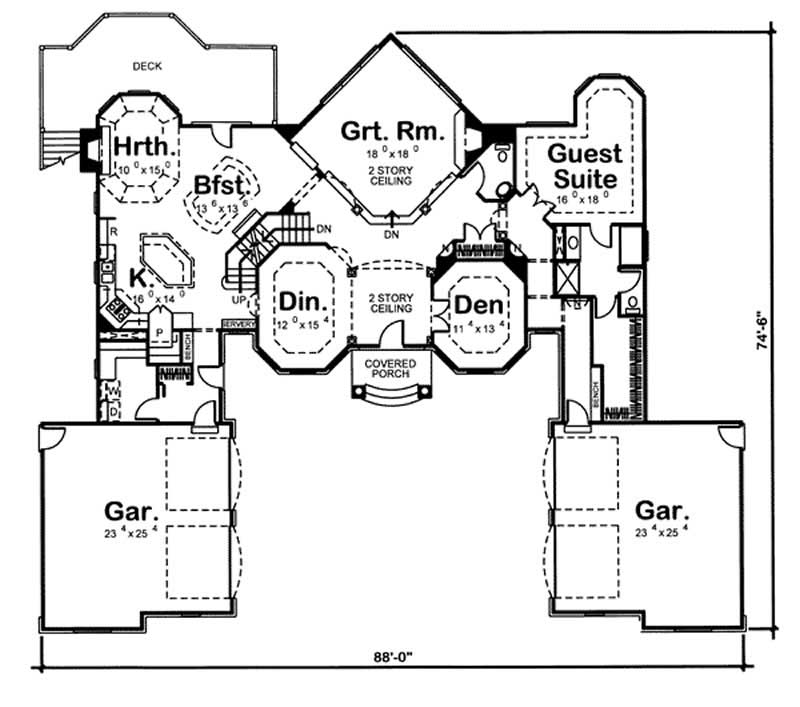 Floor Plan First Story of Luxury Plan #100-1026