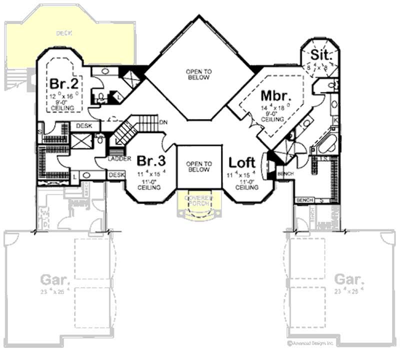 Floor Plan Second Story of Luxury Plan #100-1026