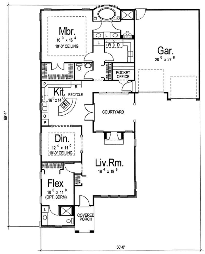 Floor Plan First Story of Mediterranean Plan #100-1029
