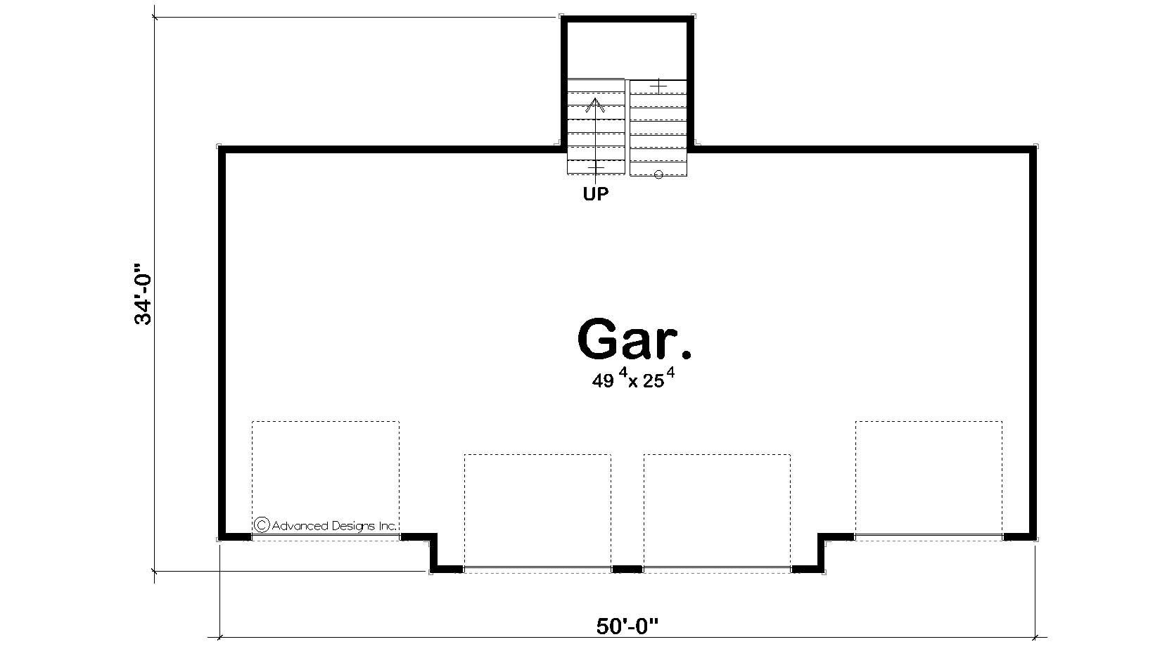 Floor Plan First Story of Garage Plan #100-1030