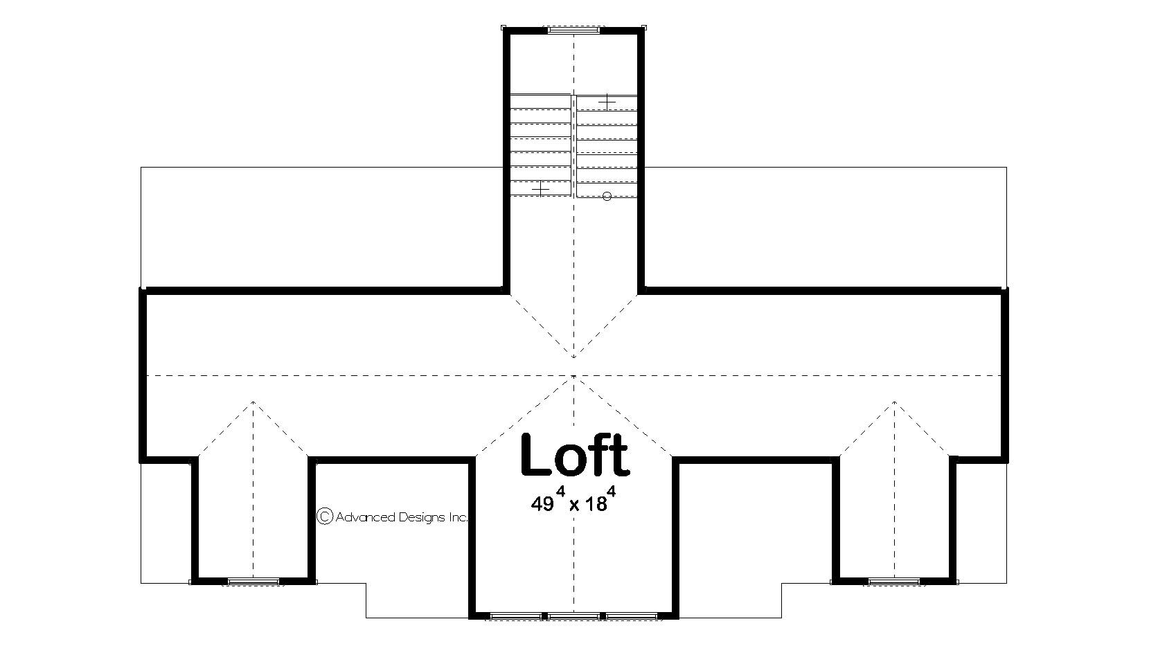 Floor Plan Second Story of Garage Plan #100-1030