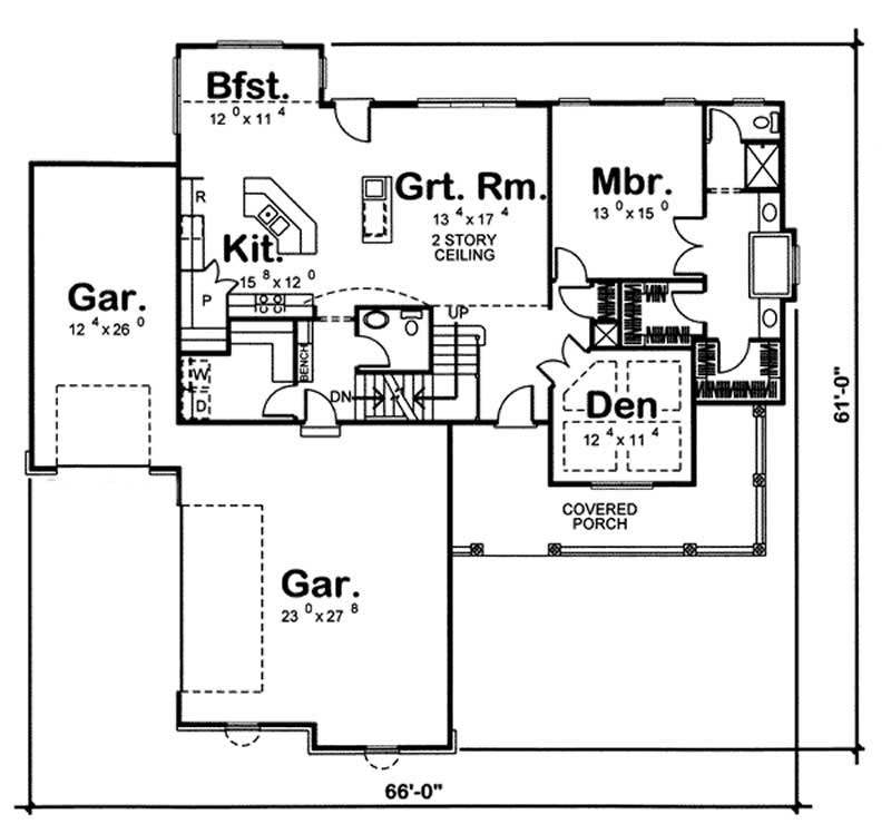 Floor Plan First Story of European Plan #100-1032