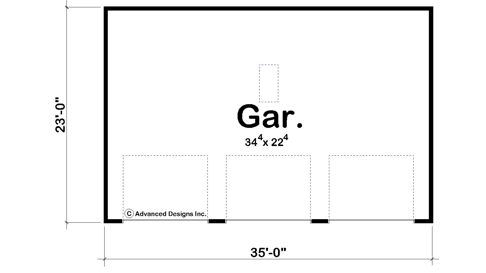 Floor Plan First Story of Garage Plan #100-1033