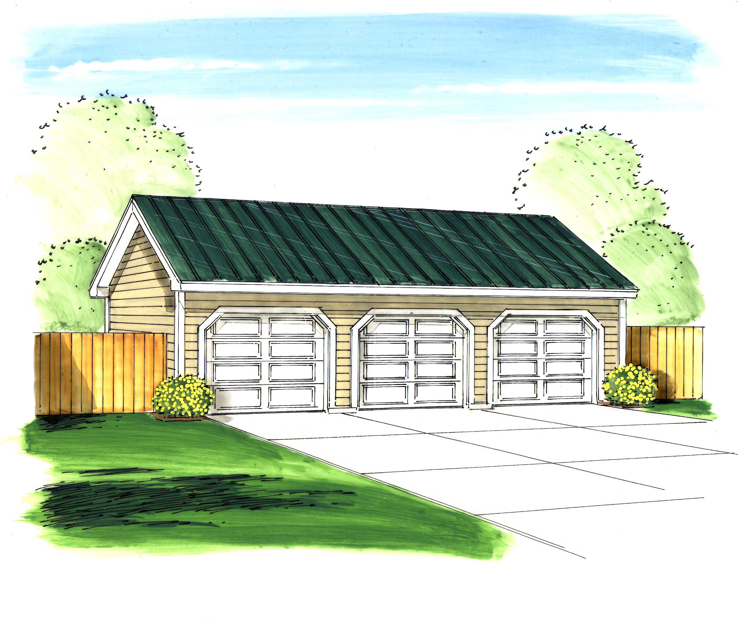 This is the front elevation for these garage plans.