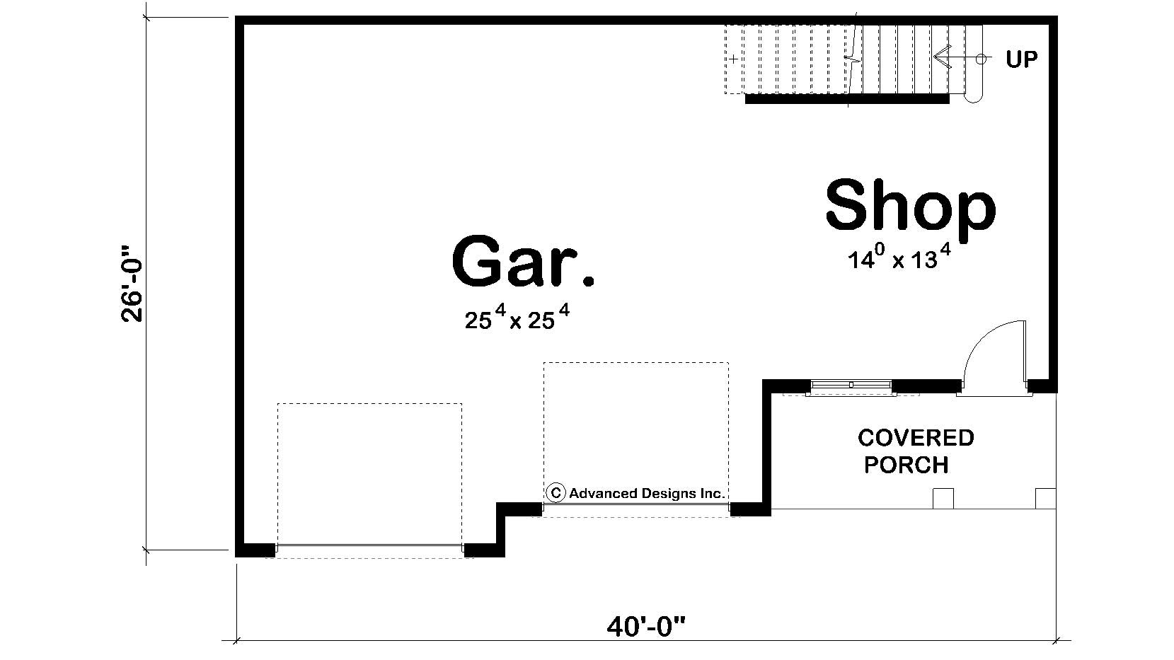 Floor Plan First Story of Garage Plan #100-1035