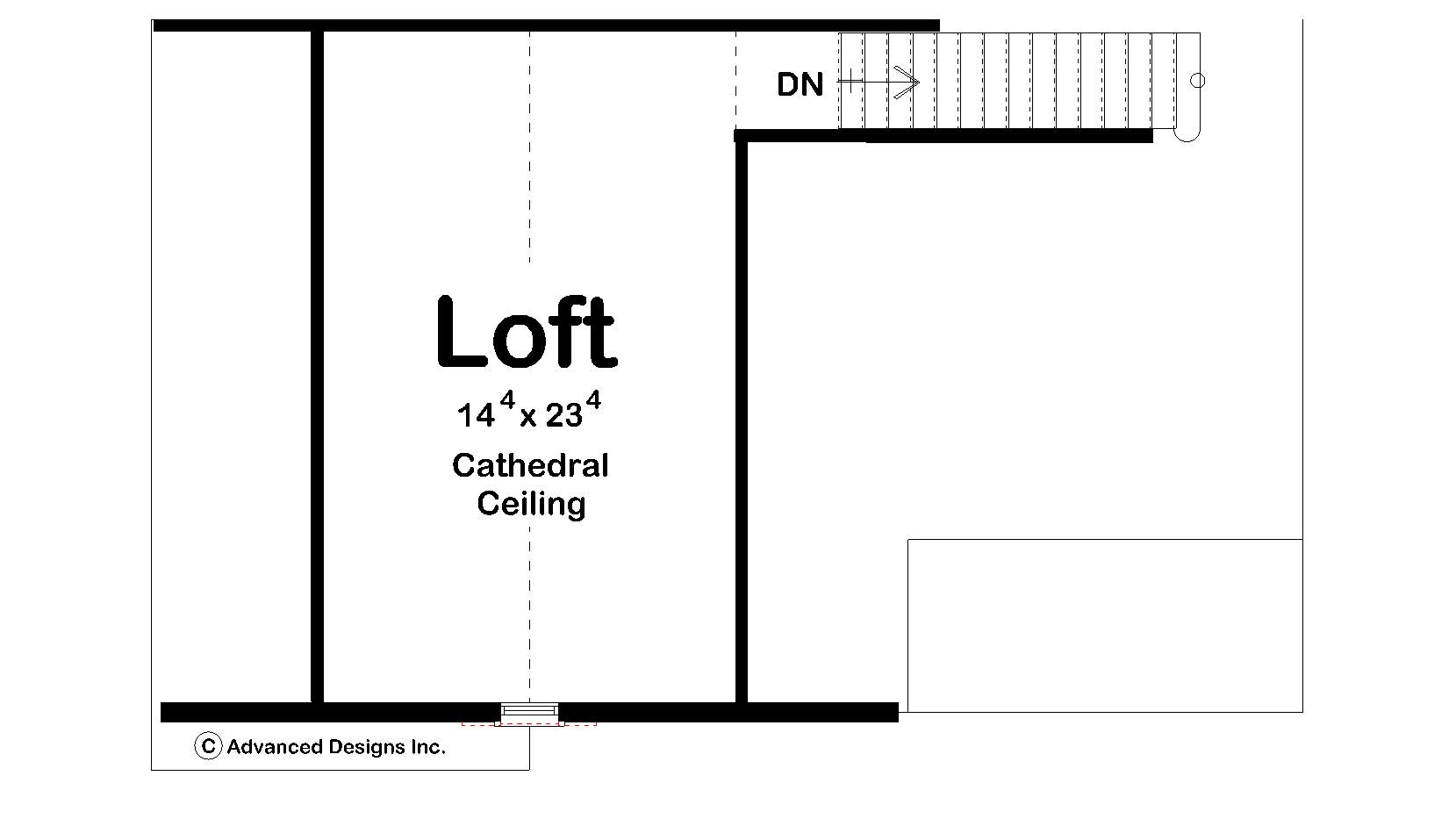 Floor Plan Second Story of Garage Plan #100-1035