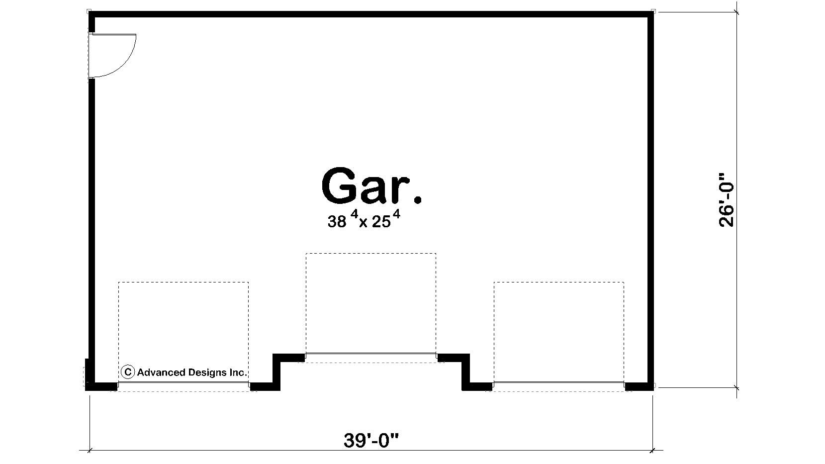 Floor Plan First Story of Garage Plan #100-1036