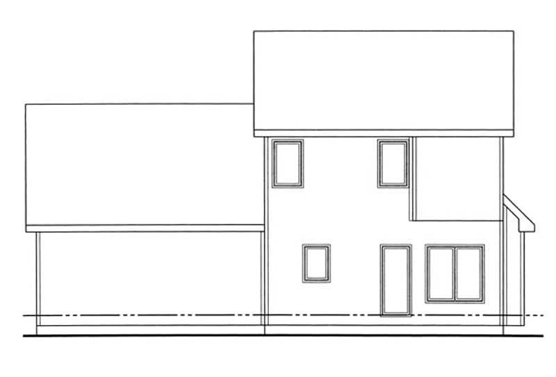 Home Plan Rear Elevation of this 3-Bedroom,1514 Sq Ft Plan -100-1038