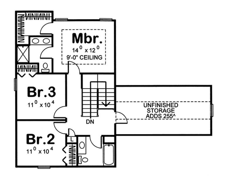 Floor Plan Second Story of Small House Plans #100-1038