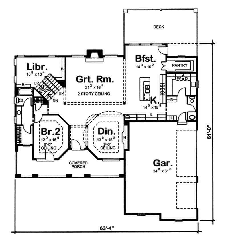 Floor Plan First Story of Country Plan #100-1041