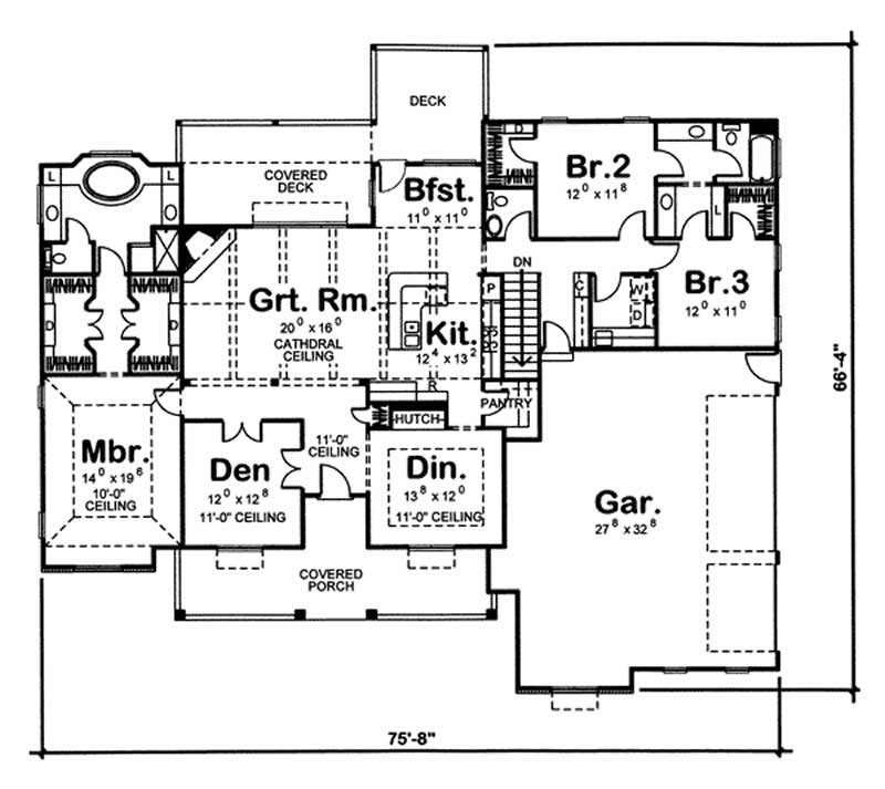 Floor Plan First Story of Cape Cod Plan #100-1042