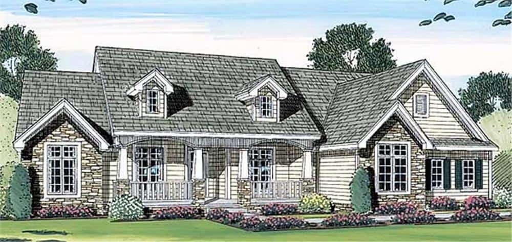 Front View of this 3-Bedroom, 2471 Sq Ft Plan - 100-1042