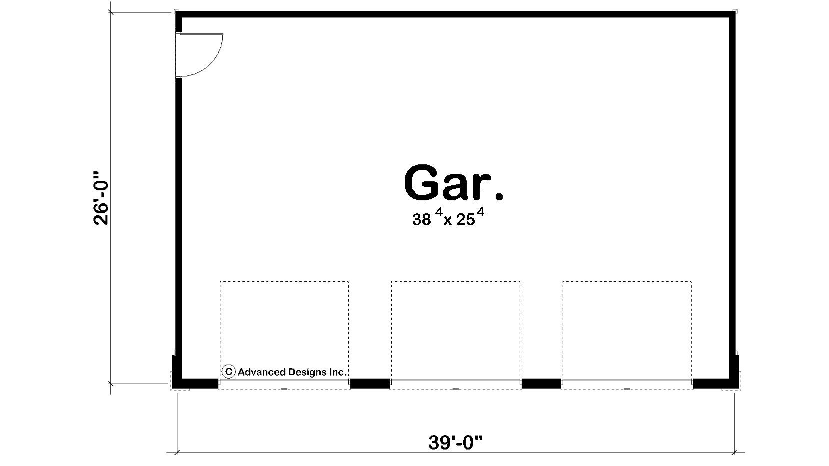 Floor Plan First Story of Garage Plan #100-1044