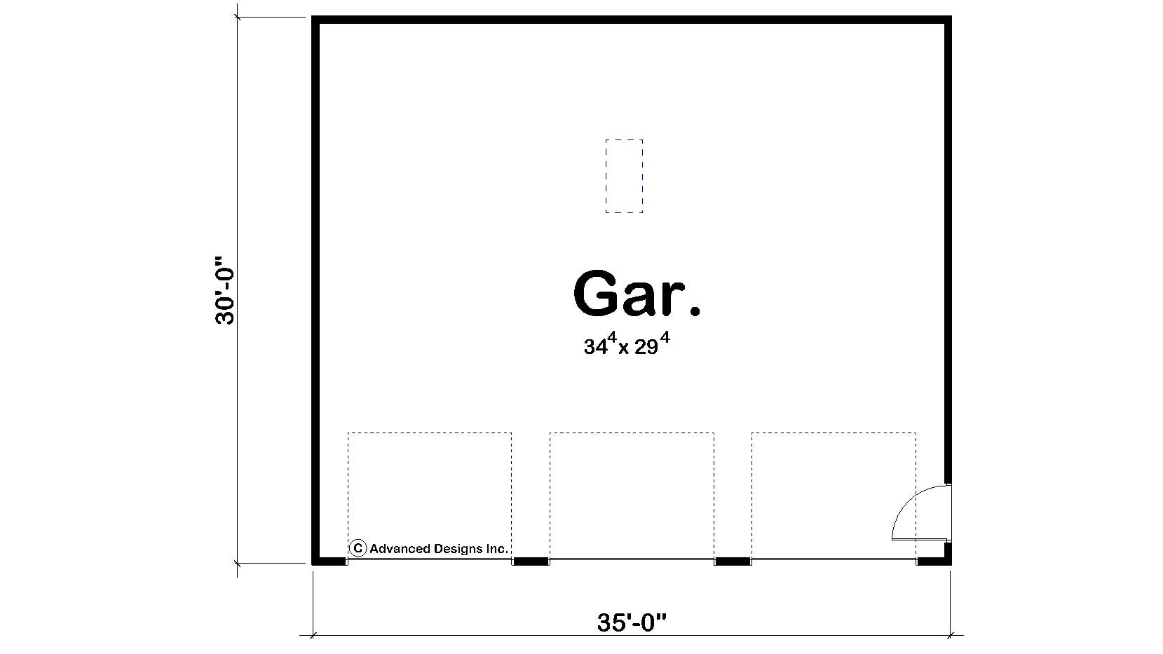 Floor Plan First Story of Garage Plan #100-1045
