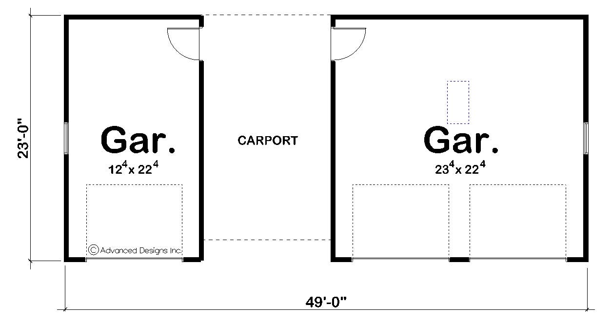 Floor Plan First Story of Garage Plan #100-1047
