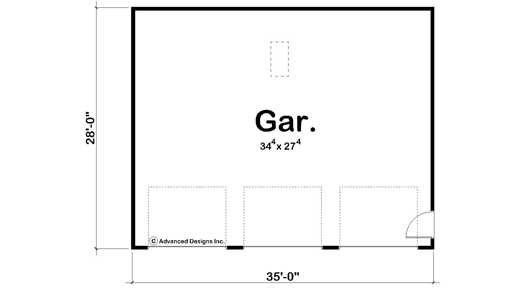 Floor Plan First Story of Garage Plan #100-1052