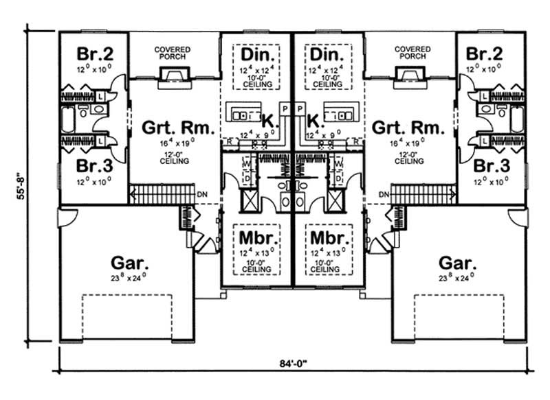 Floor Plan First Story of Multi-Unit Plan #100-1054