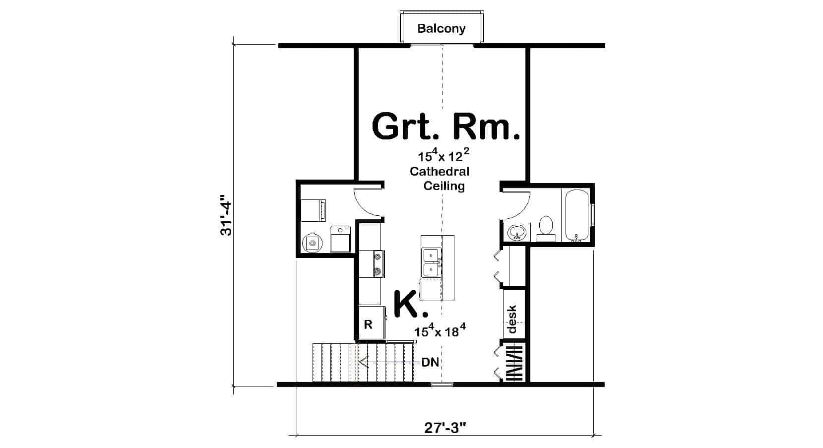 Floor Plan Second Story of Garage w/Apartments Plan #100-1055