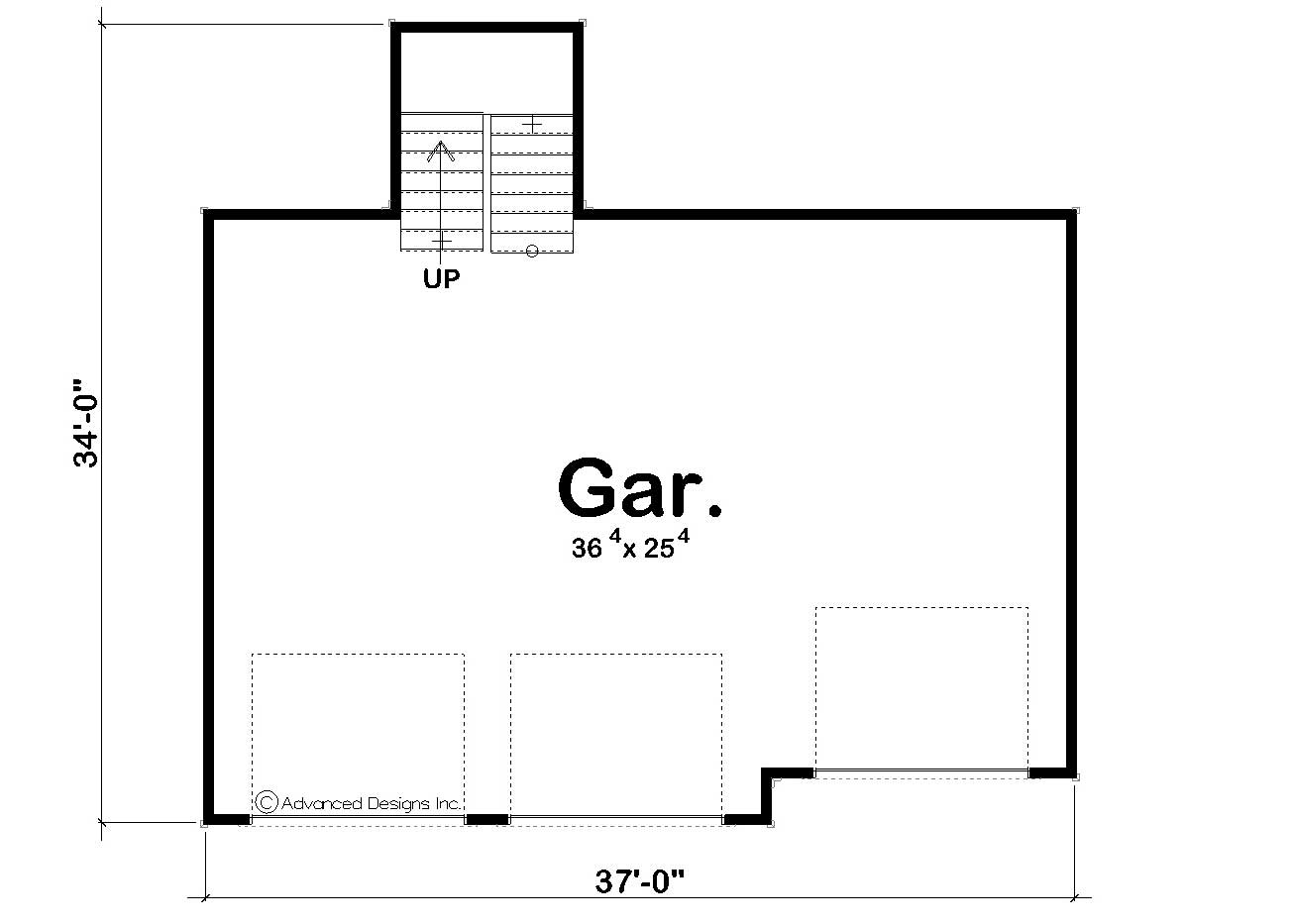 Floor Plan First Story of Garage Plan #100-1059