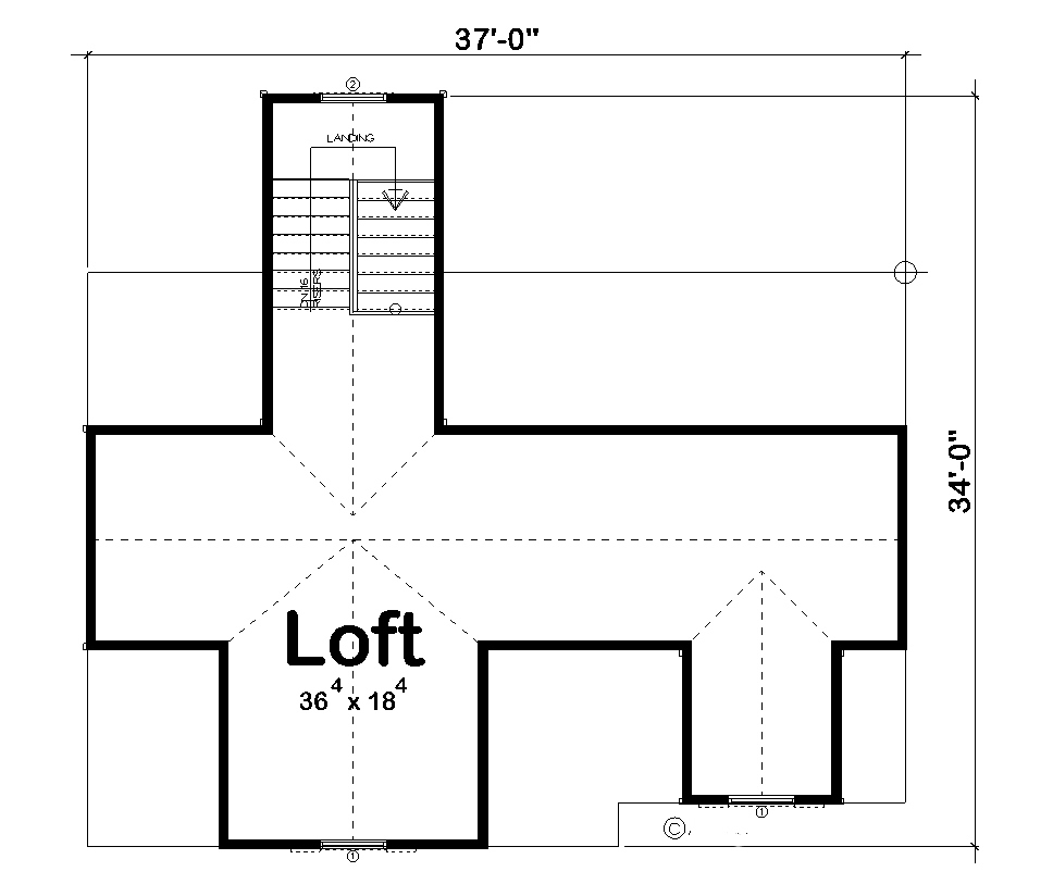 Floor Plan Second Story of Garage Plan #100-1059