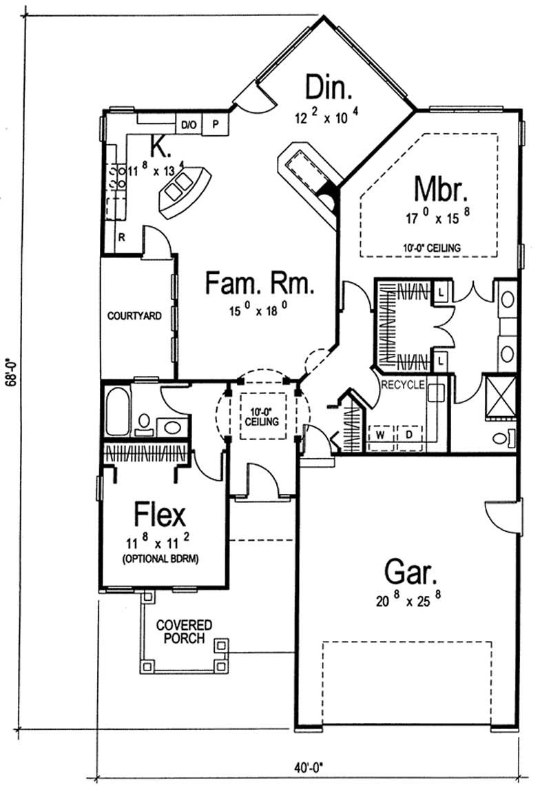 Floor Plan First Story of Small House Plans #100-1062
