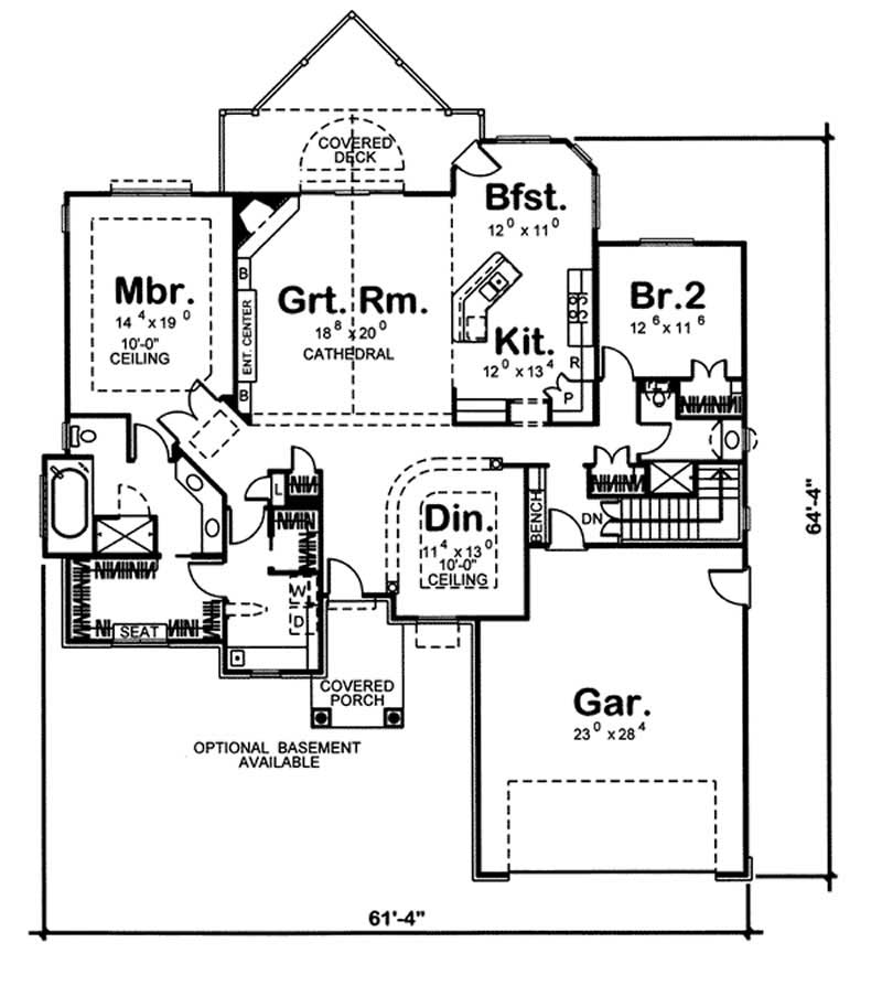 Floor Plan First Story of Ranch Plan #100-1063