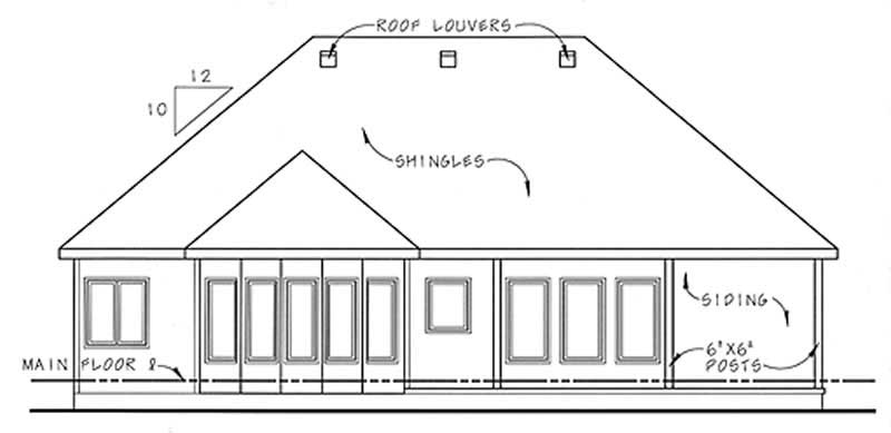 Home Plan Rear Elevation of this 2-Bedroom,1685 Sq Ft Plan -100-1064