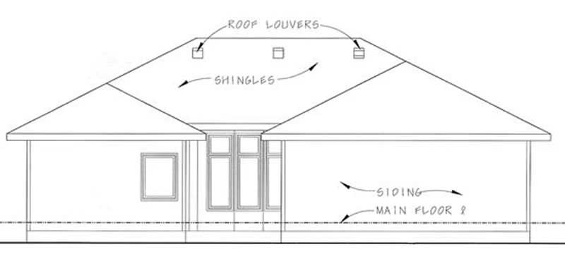 Home Plan Rear Elevation of this 2-Bedroom,1772 Sq Ft Plan -100-1065
